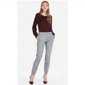 Express Columnist Skinny Mid Rise Floral embroidered Pants Size 10